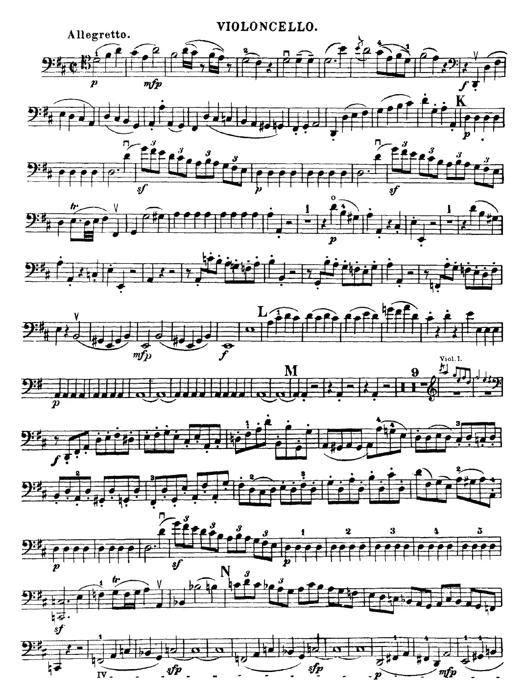 Mozart《Quartet No.21 in D Major,K.575》（Cello分谱）