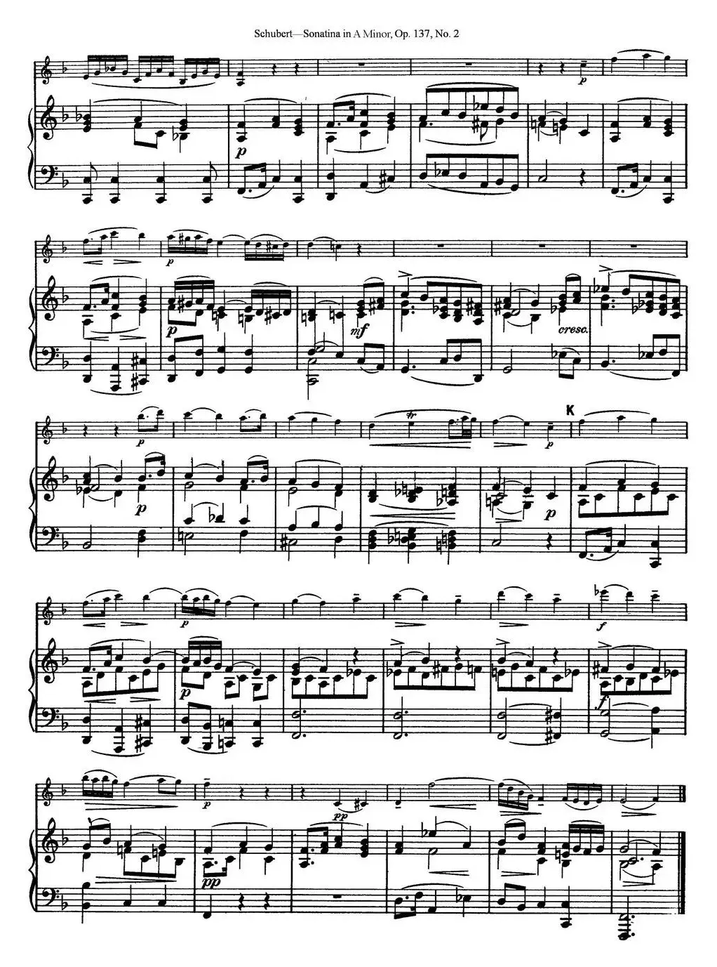 Violin Sonatina in A minor Op.137 No.2（小提琴+钢琴伴奏）