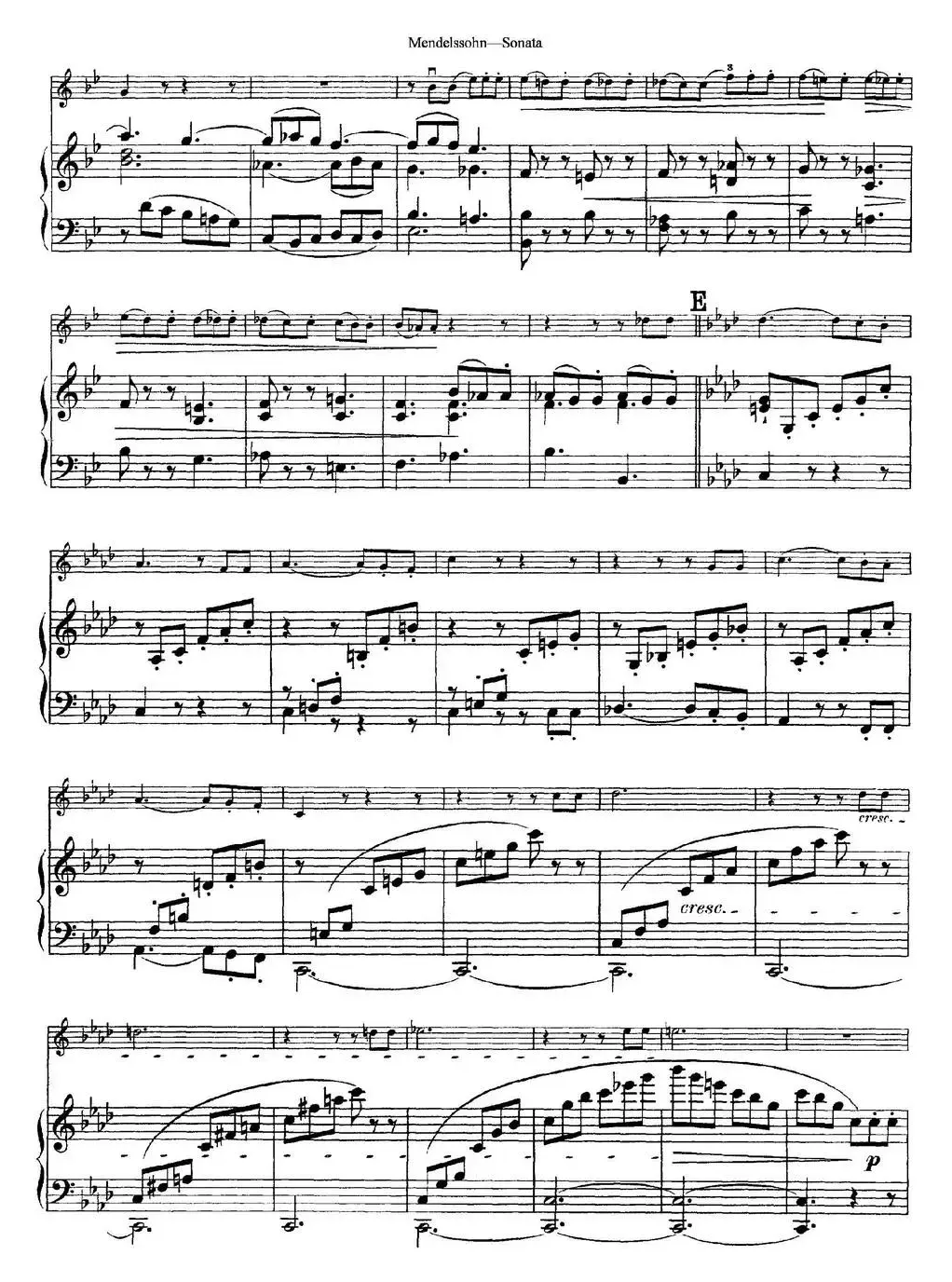 Mendelssohn Violin Sonata（小提琴+钢琴伴奏）