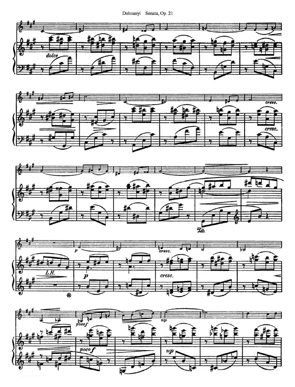 Dohnanyi Sonata Op.21（小提琴+钢琴伴奏）