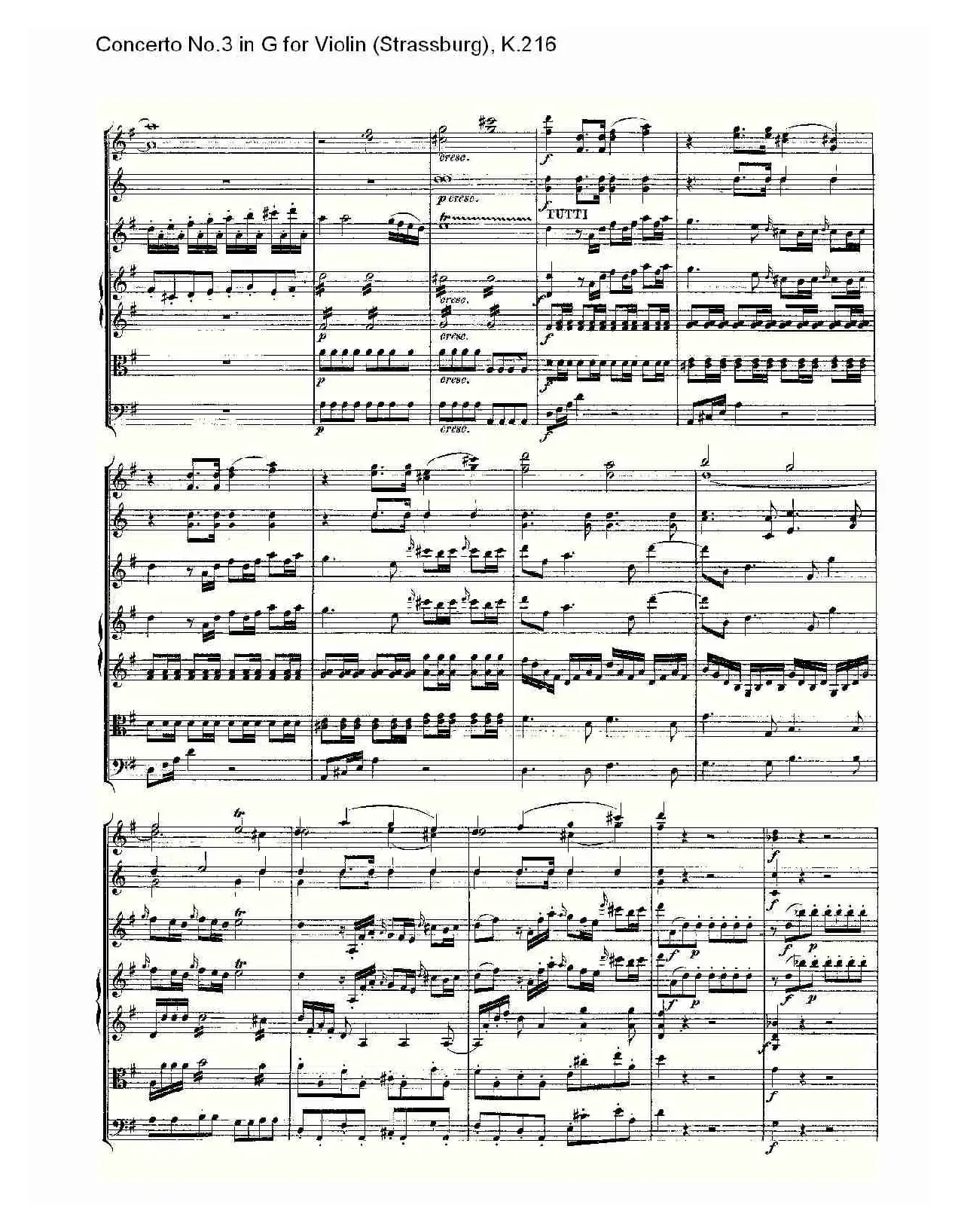 Concerto No.3 in G for Violin K.216（G调小提琴第三协奏曲, K）