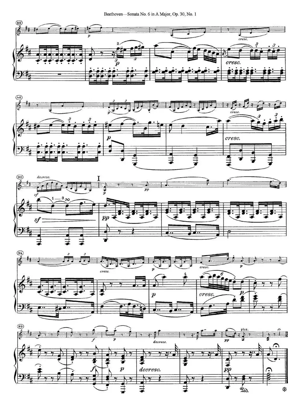 Violin Sonata No.6 in A Major Op.30 No.1（小提琴+钢琴伴奏）