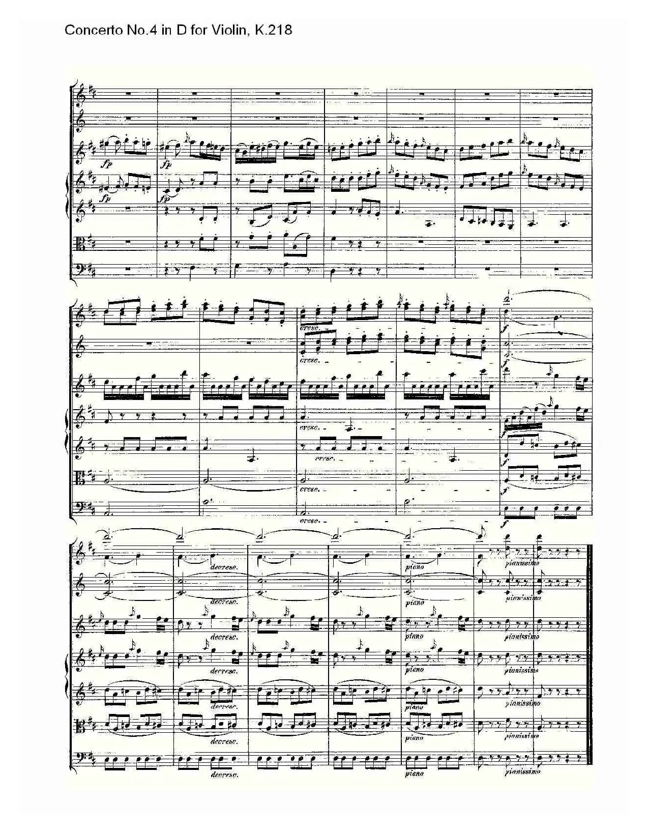 Concerto No.4 in D for Violin, K.218（D调小提琴第四协奏曲，K）