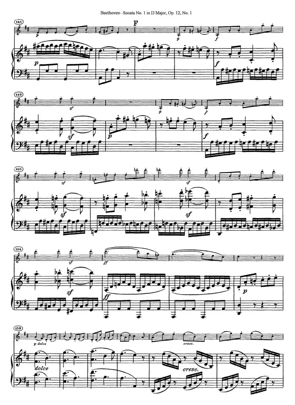 Violin Sonata No.1 in D Major Op.12 No.1（小提琴+钢琴伴奏）