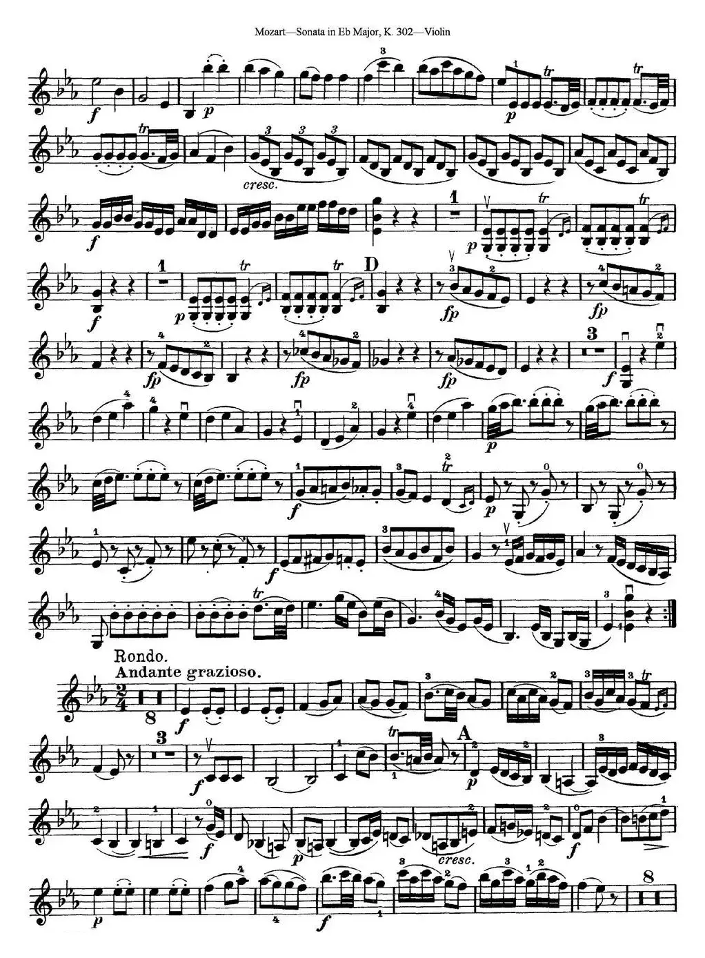 Violin Sonata in Eb Major K.302