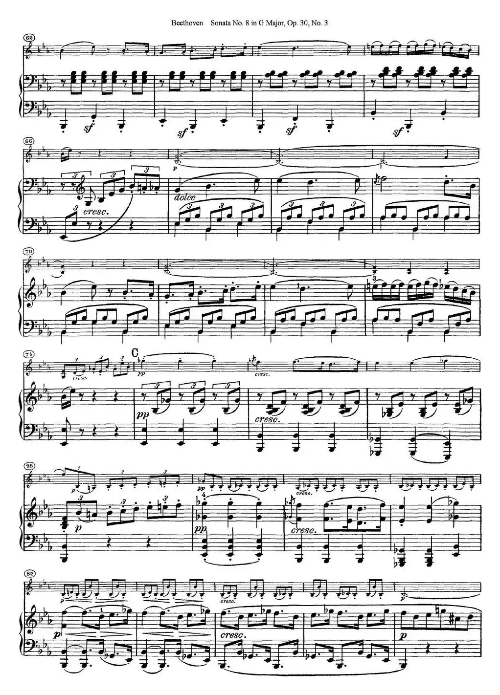 Violin Sonata No.8 in G Major Op.30 No.3（小提琴+钢琴伴奏）