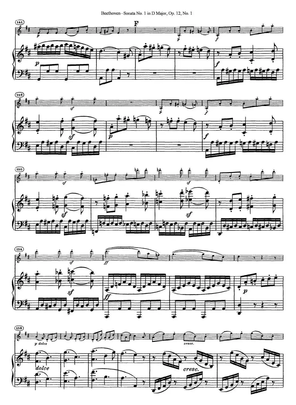 Violin Sonata No.1 in D Major Op.12 No.1（小提琴+钢琴伴奏）