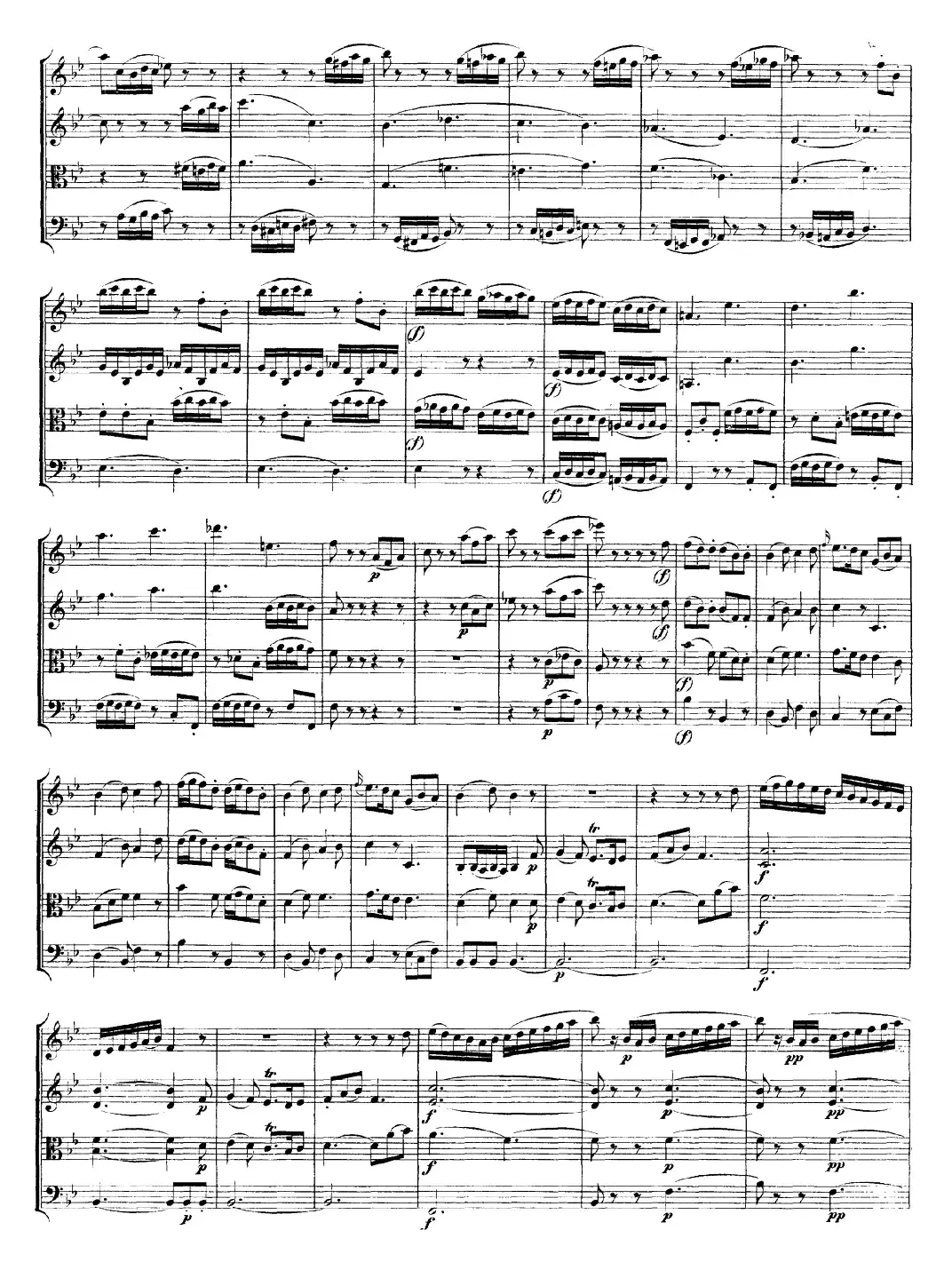 Mozart《Quartet No.17 in Bb Major,K.458》（总谱）