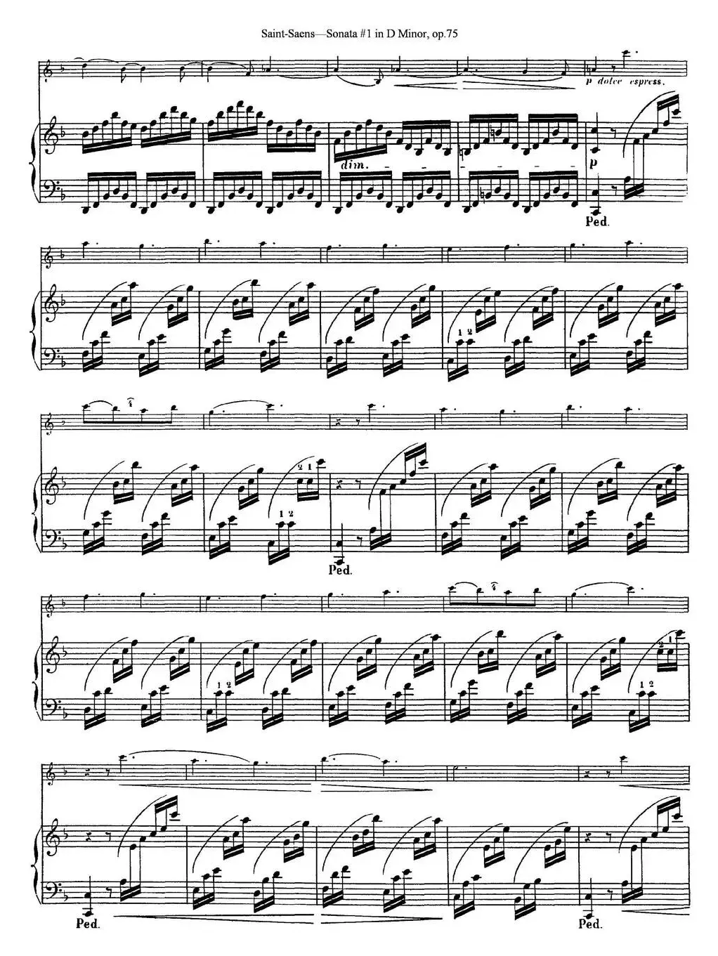 Violin Sonata No.1 in D Minor Op.75（小提琴+钢琴伴奏）