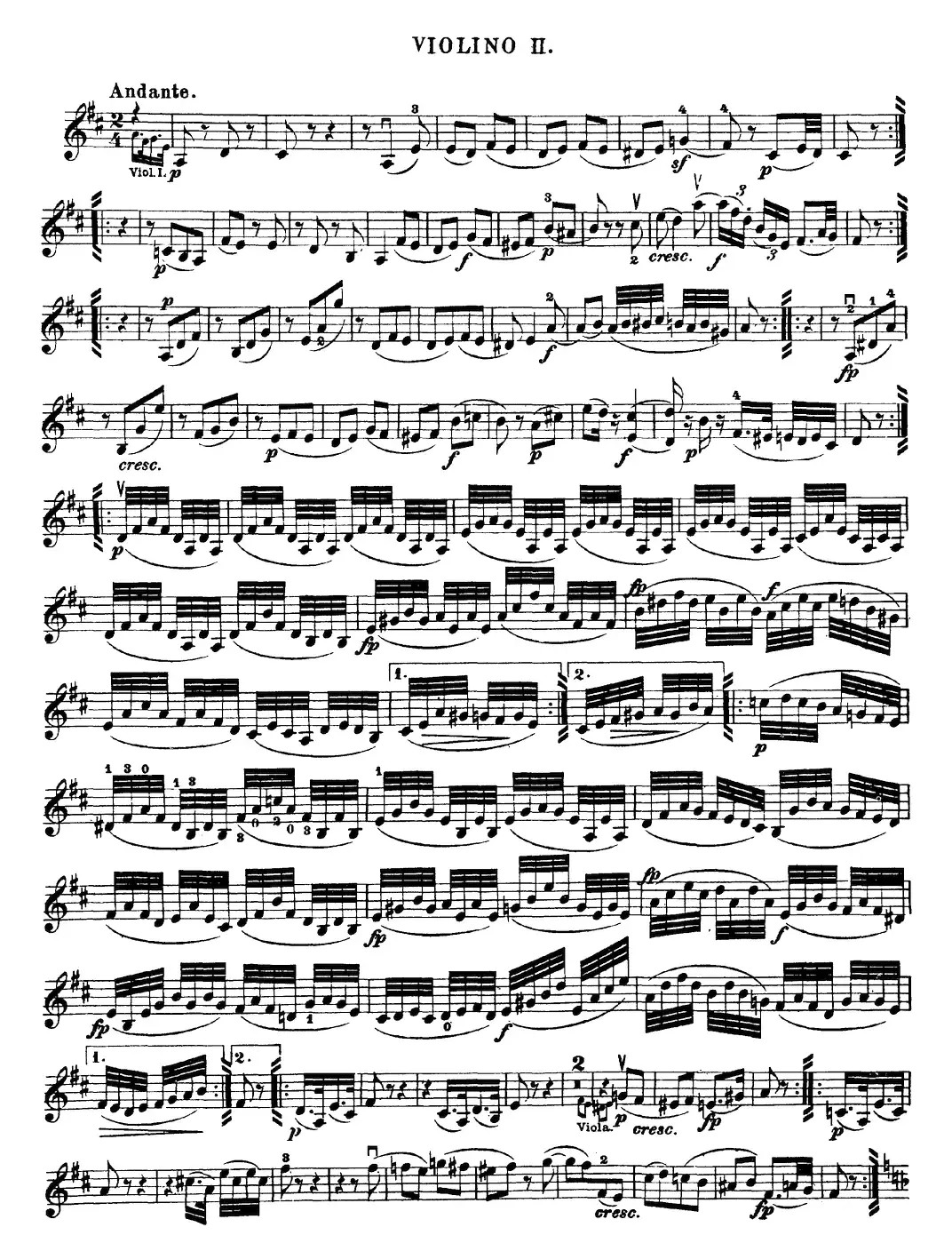 Mozart《Quartet No.18 in A Major,K.464》（Violin 2分谱）