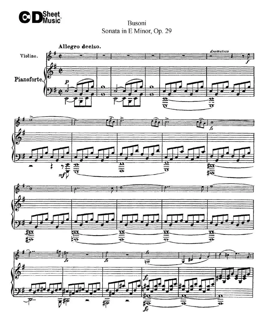 Violin Sonata No.1 in E Minor Op.29（小提琴+钢琴伴奏）