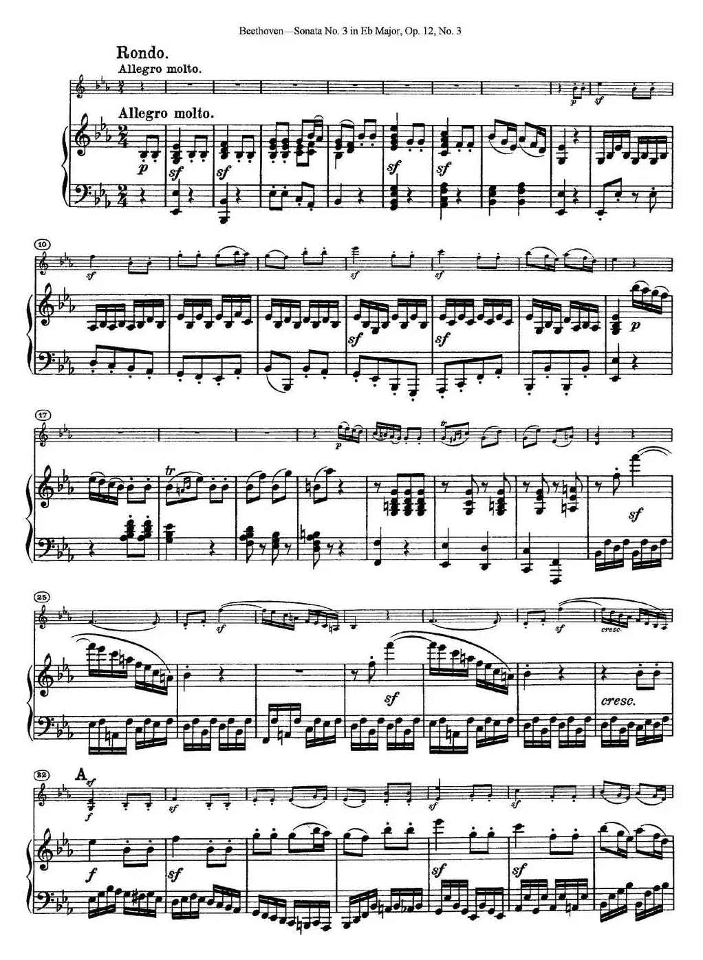 Violin Sonata No.3 in Eb Major Op.12 No.3（小提琴+钢琴伴奏）