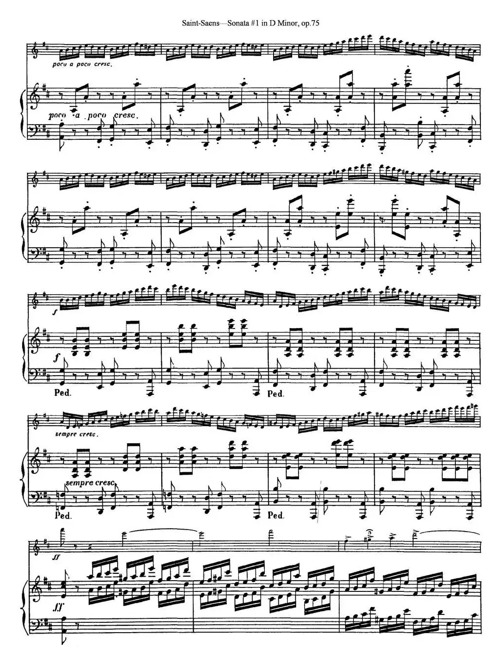 Violin Sonata No.1 in D Minor Op.75（小提琴+钢琴伴奏）