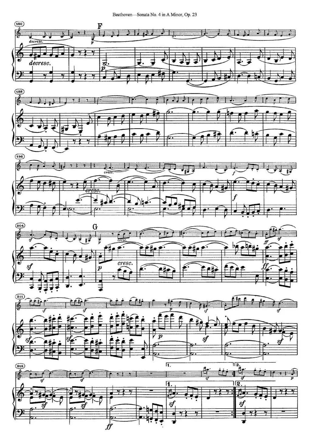 Violin Sonata No.4 in A Minor Op.23（小提琴+钢琴伴奏）