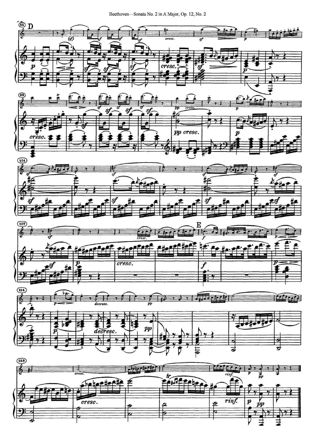 Violin Sonata No.2 in A Major Op.12 No.2（小提琴+钢琴伴奏）