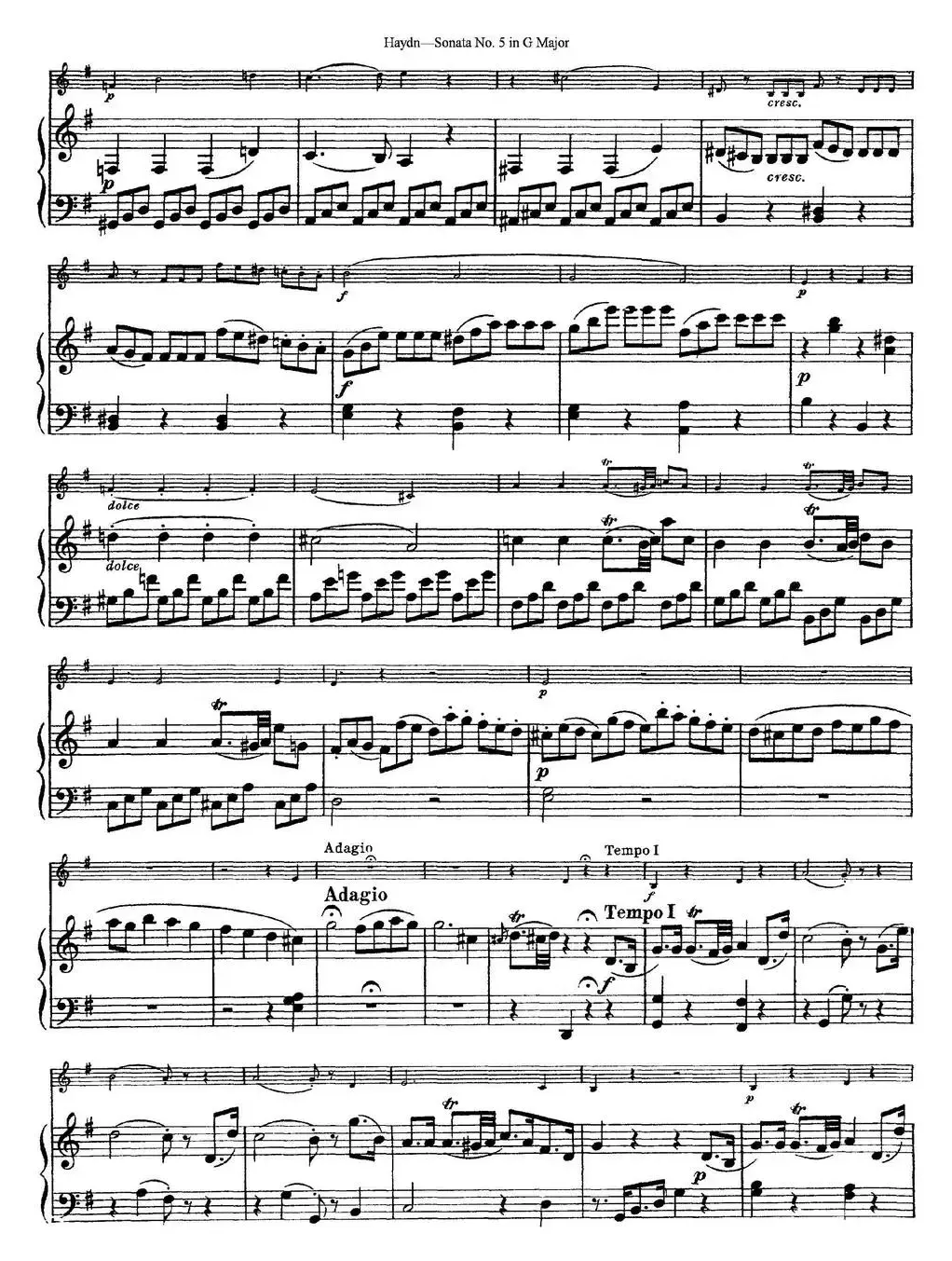 Violin Sonata No.5 in G Major（小提琴+钢琴伴奏）