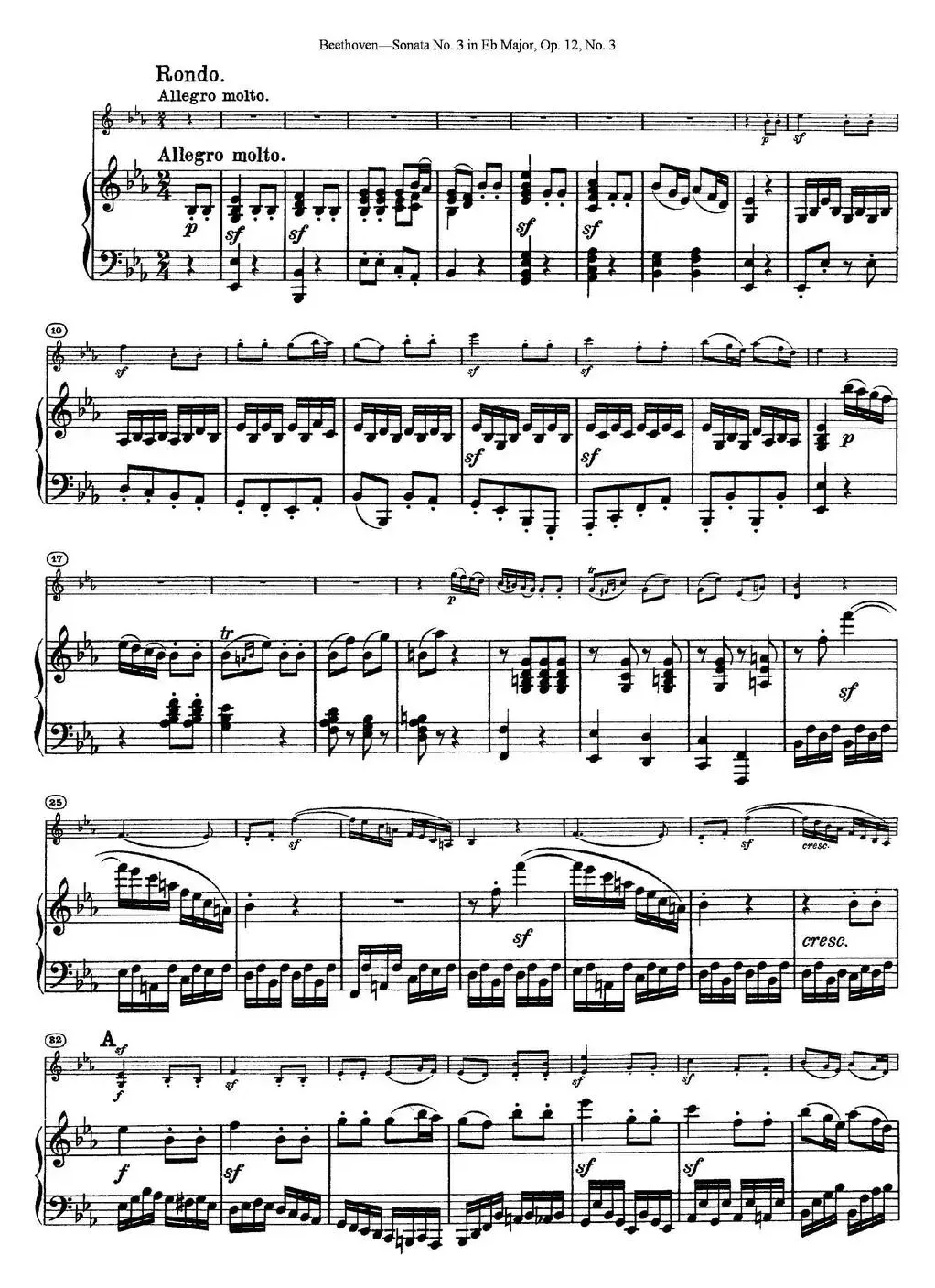 Violin Sonata No.3 in Eb Major Op.12 No.3（小提琴+钢琴伴奏）