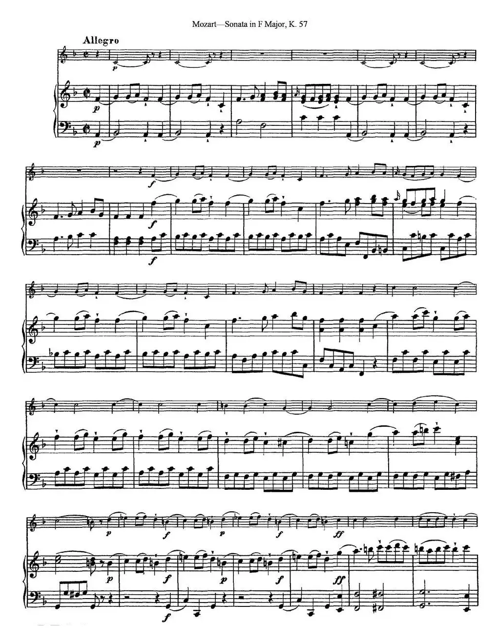 Violin Sonata in F Major K.357（小提琴+钢琴伴奏）