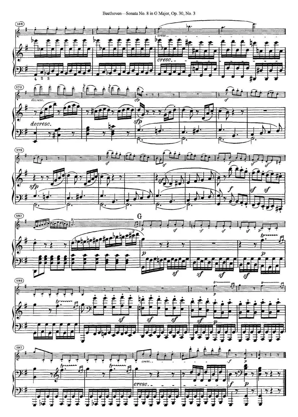 Violin Sonata No.8 in G Major Op.30 No.3（小提琴+钢琴伴奏）