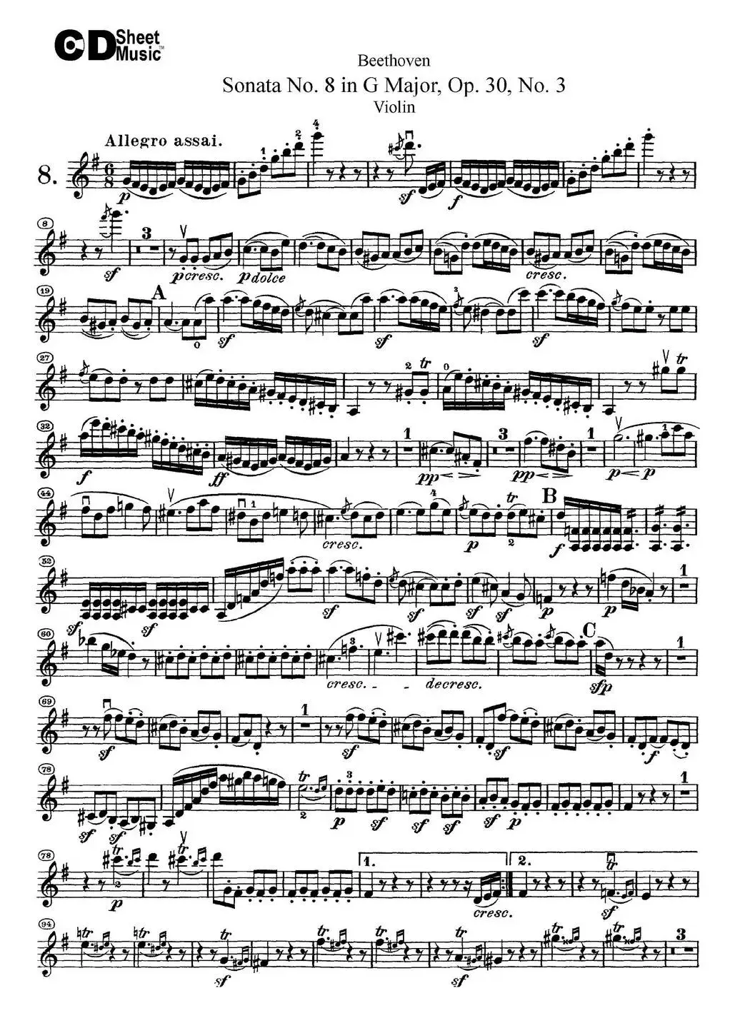 Violin Sonata No.8 in G Major Op.30 No.3