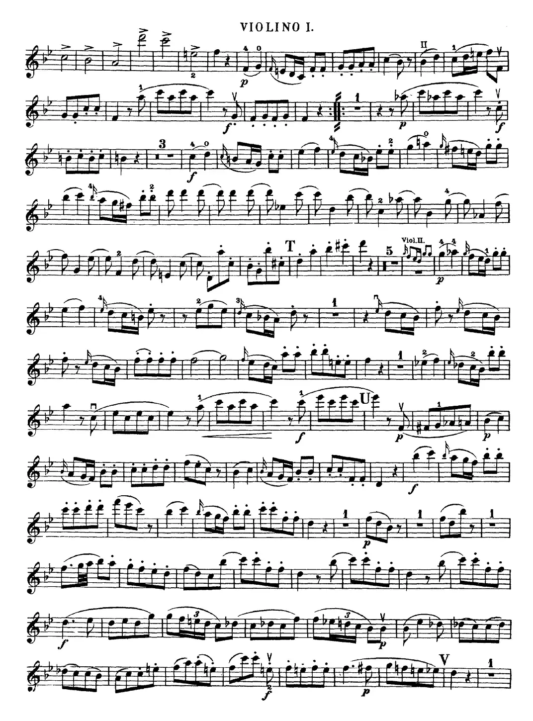 Mozart《Quartet No.17 in Bb Major,K.458》（Violin 1分谱）