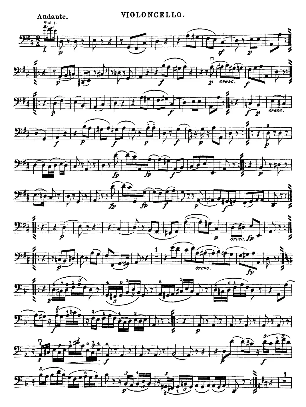 Mozart《Quartet No.18 in A Major,K.464》（Cello分谱）