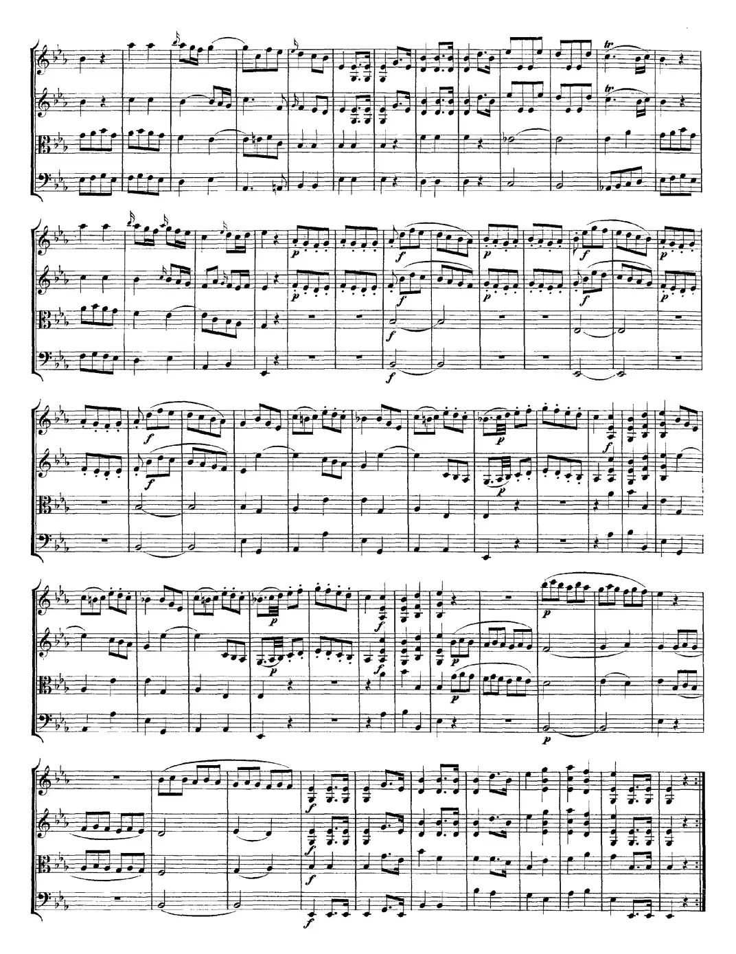 Mozart《Quartet No.7 in Eb Major,K.160》（总谱）