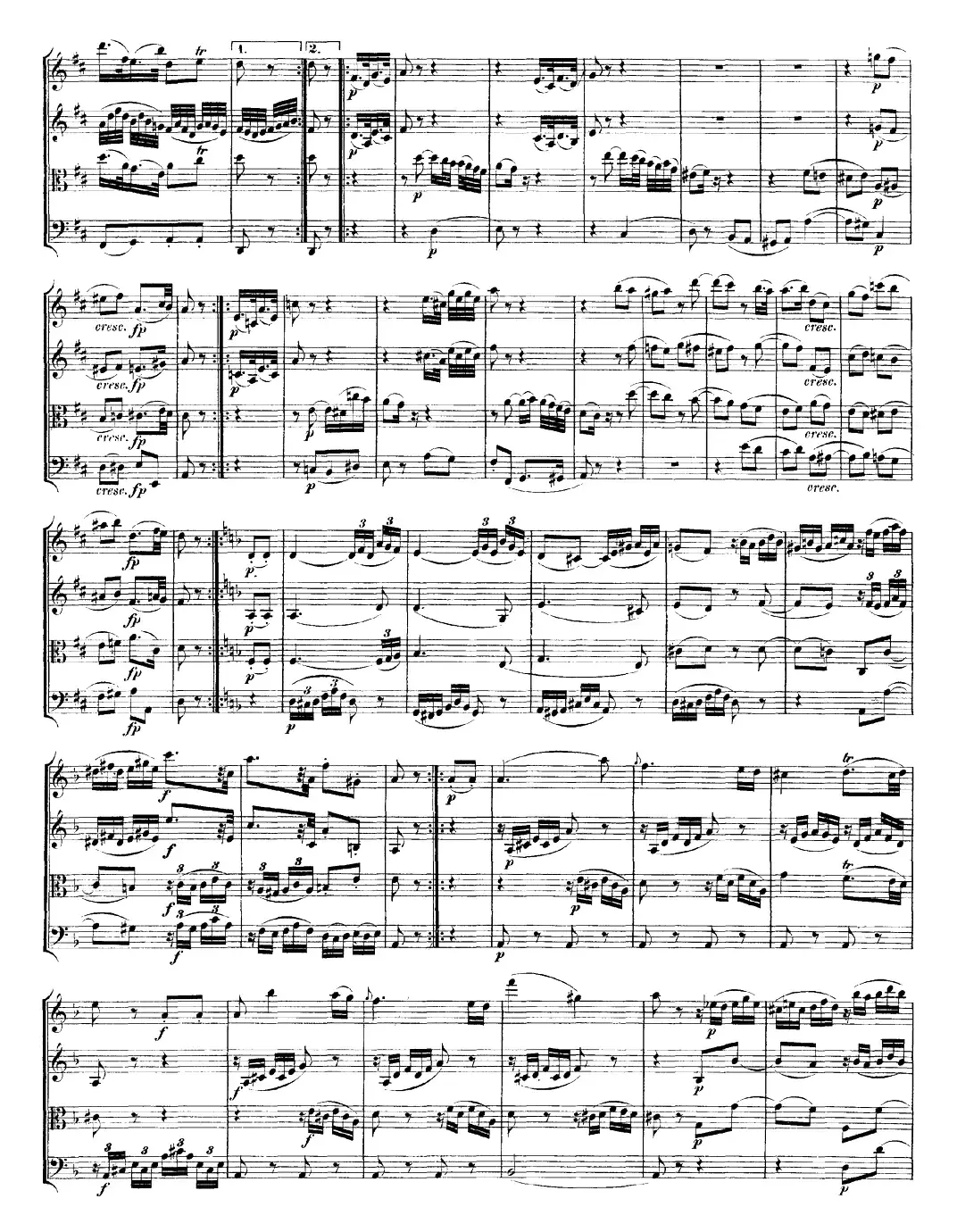 Mozart《Quartet No.18 in A Major,K.464》（总谱）