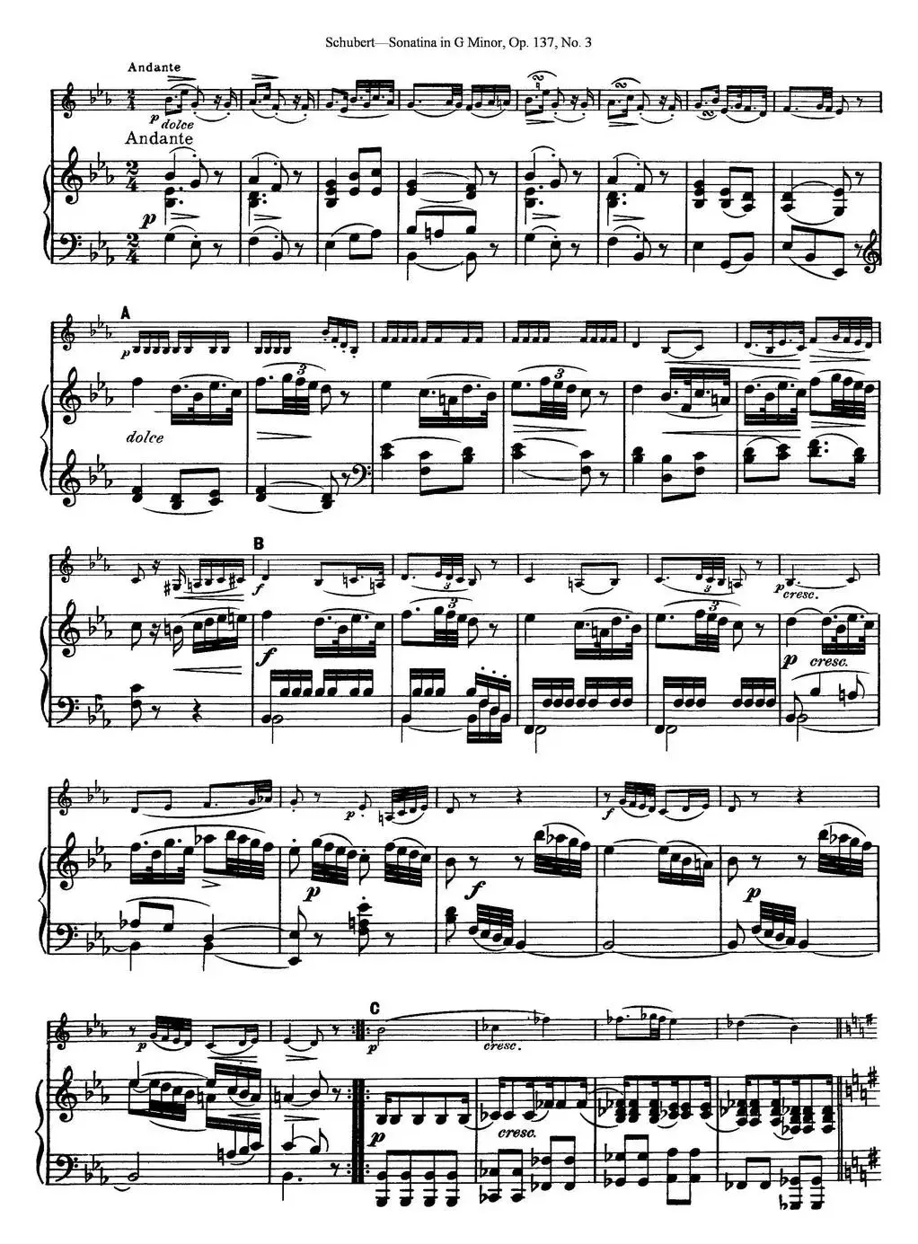Violin Sonatina in G minor Op.137 No.3（小提琴+钢琴伴奏）