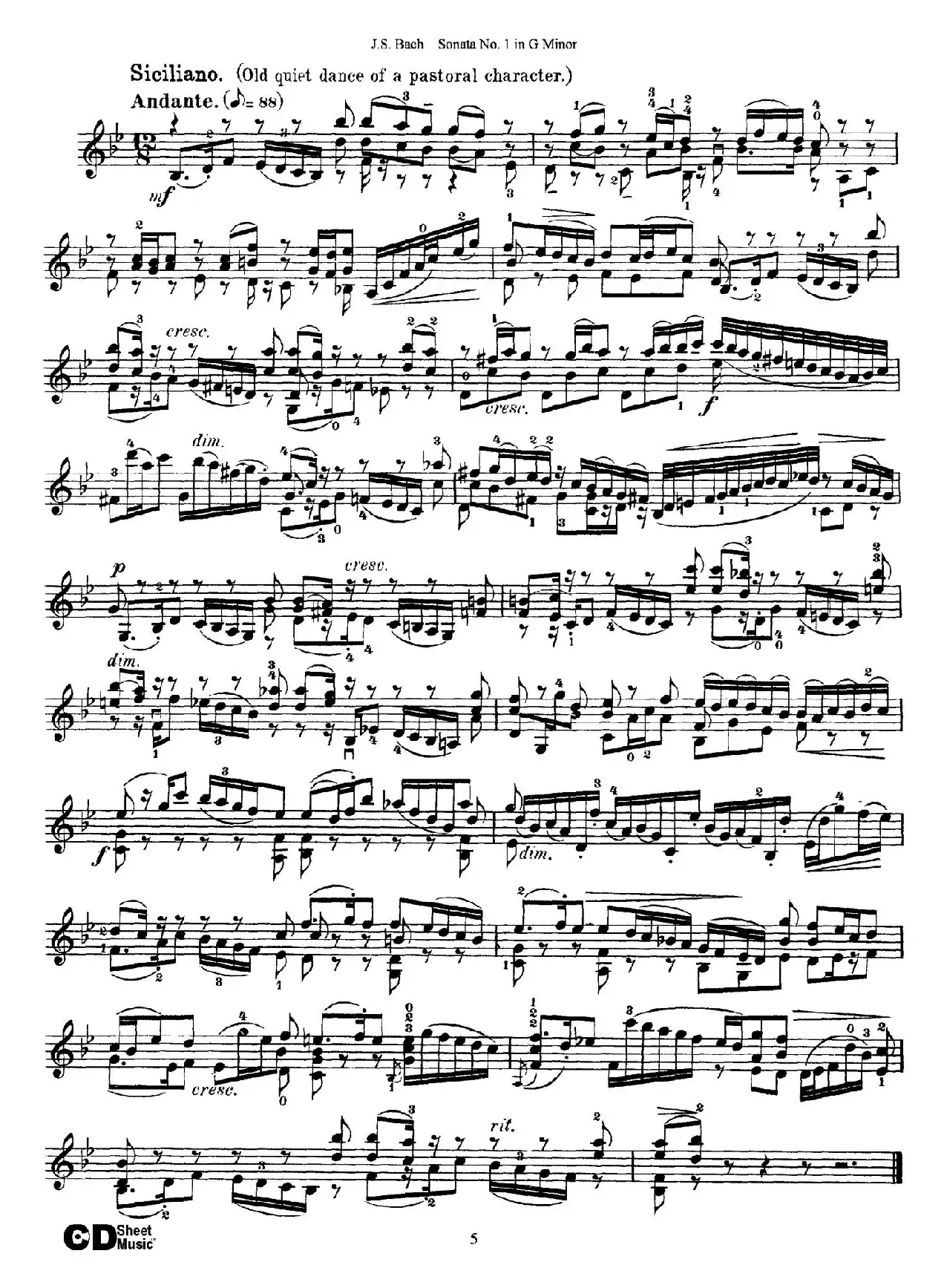 6 Violin Sonatas and Partitas 1.Sonata No.1 G Minor