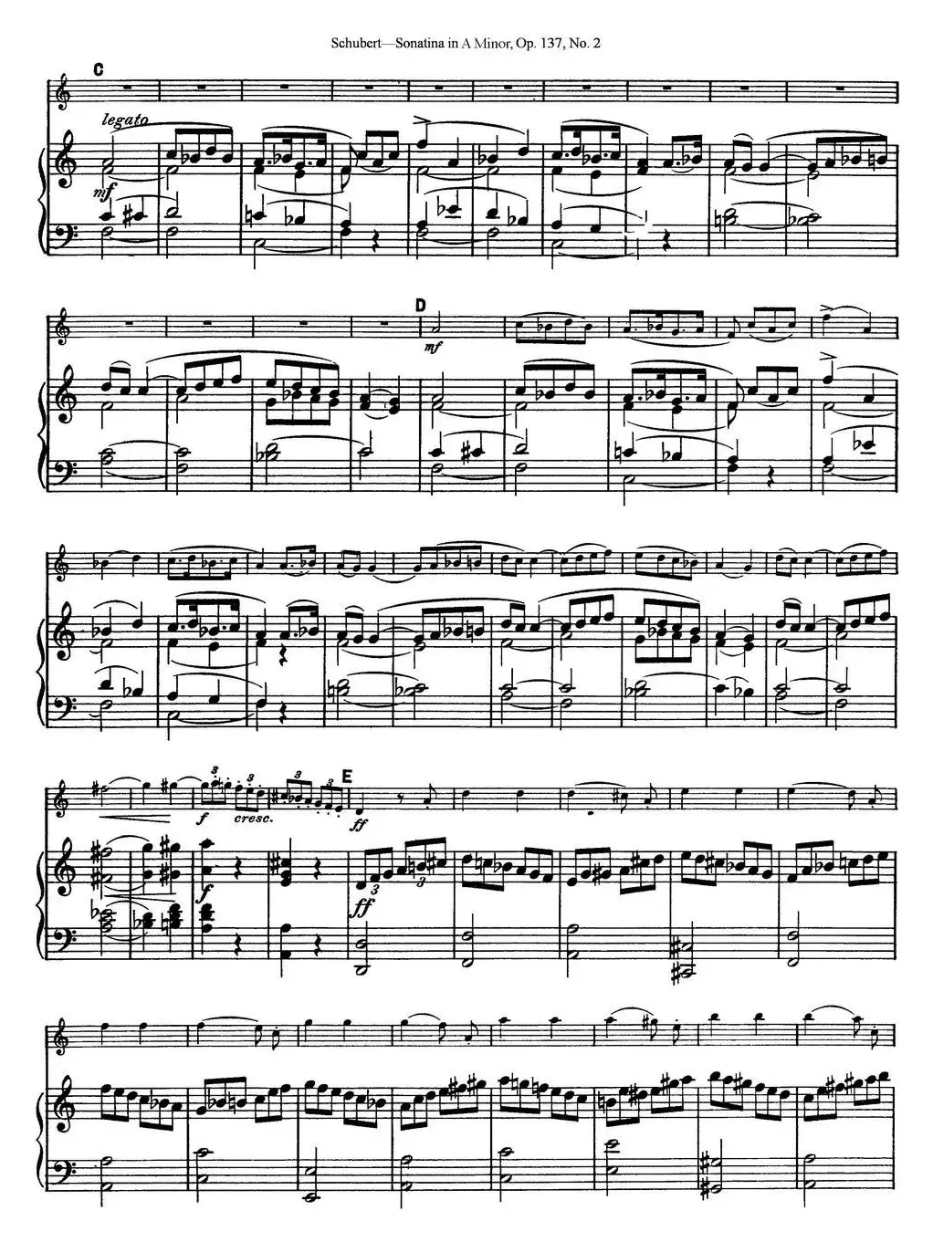 Violin Sonatina in A minor Op.137 No.2（小提琴+钢琴伴奏）