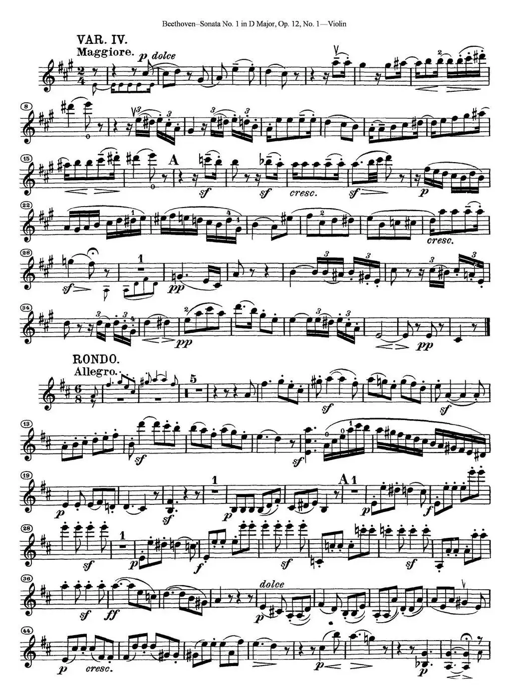 Violin Sonata No.1 in D Major Op.12 No.1