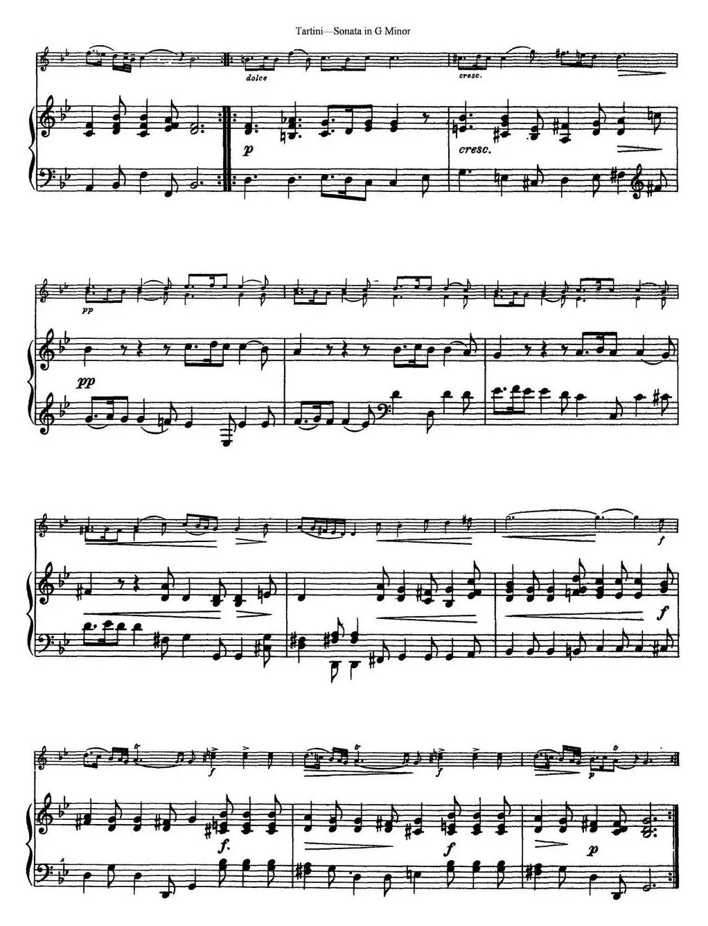 Violin Sonata in G Minor（The Devil's Trill）（小提琴+钢琴伴奏）