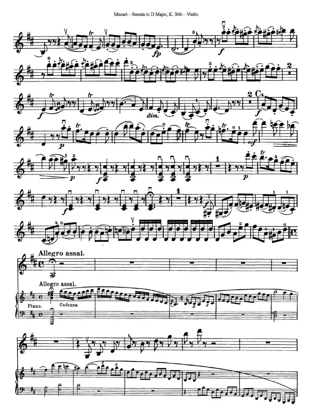 Violin Sonata in D Major K.306