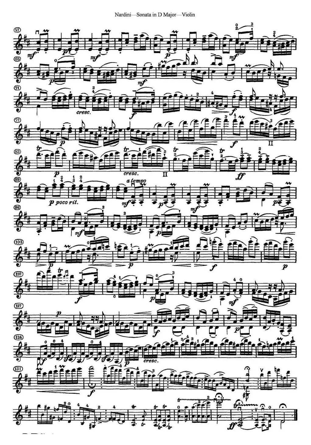 Nardini Violin Sonata in D Major