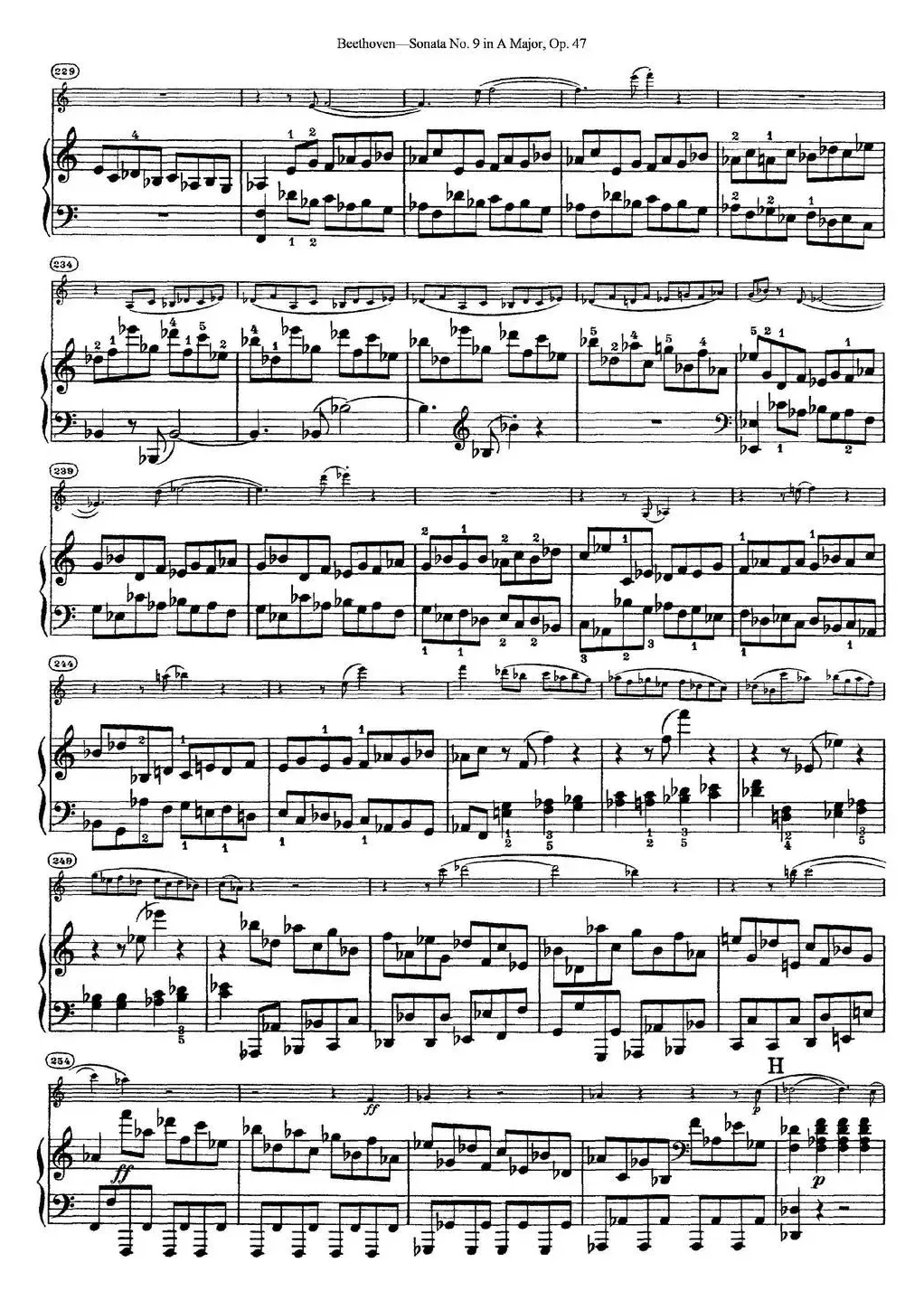 Violin Sonata No.9 in A Major Op.47（小提琴+钢琴伴奏）