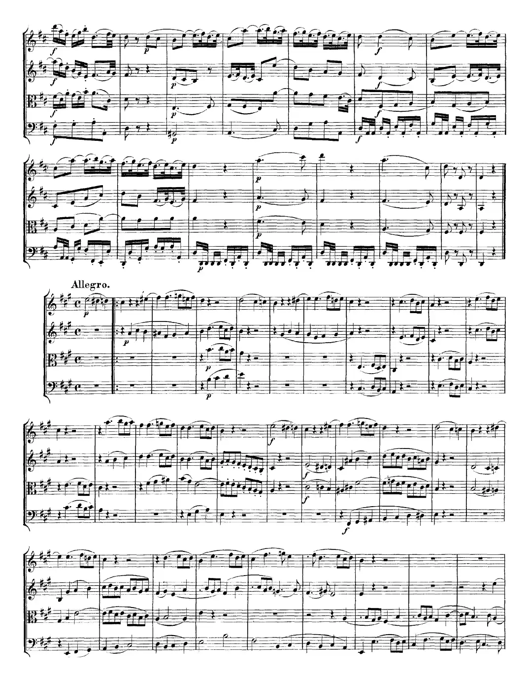 Mozart《Quartet No.18 in A Major,K.464》（总谱）