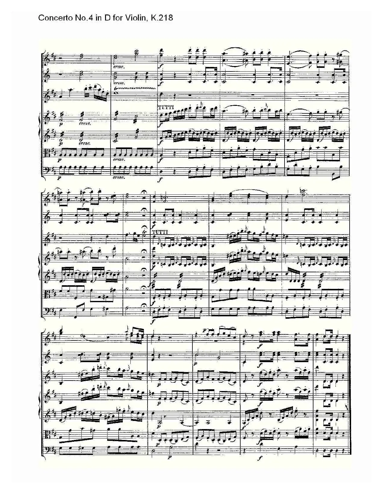 Concerto No.4 in D for Violin, K.218（D调小提琴第四协奏曲，K）