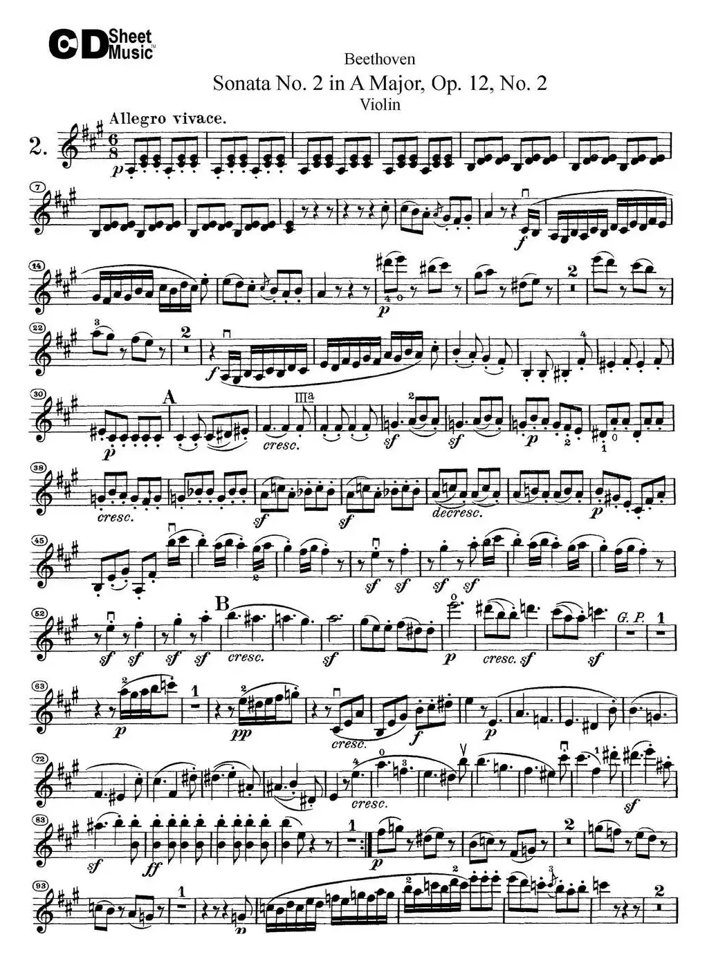 Violin Sonata No.2 in A Major Op.12 No.2