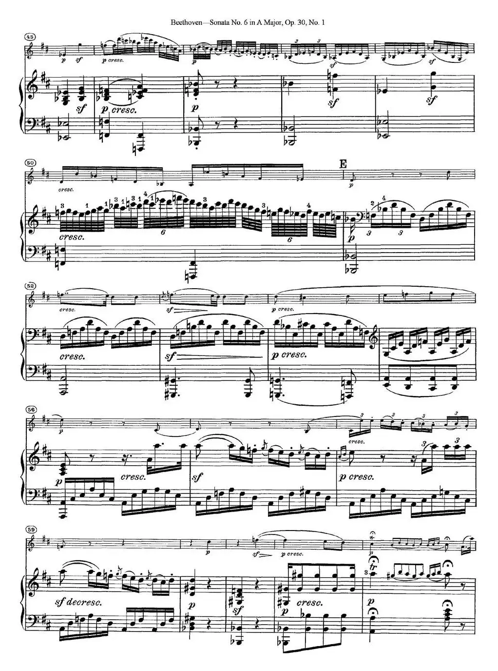 Violin Sonata No.6 in A Major Op.30 No.1（小提琴+钢琴伴奏）