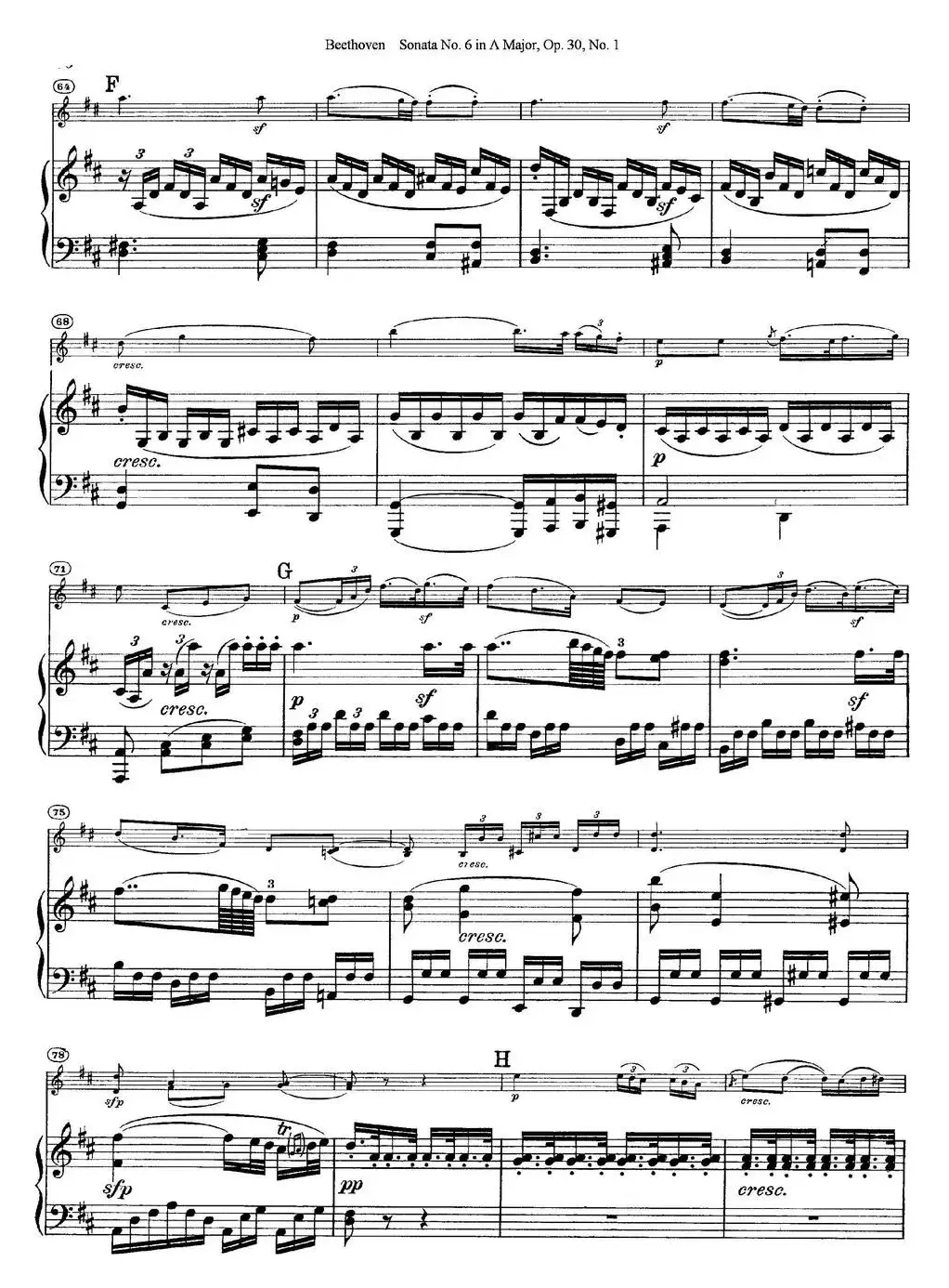 Violin Sonata No.6 in A Major Op.30 No.1（小提琴+钢琴伴奏）