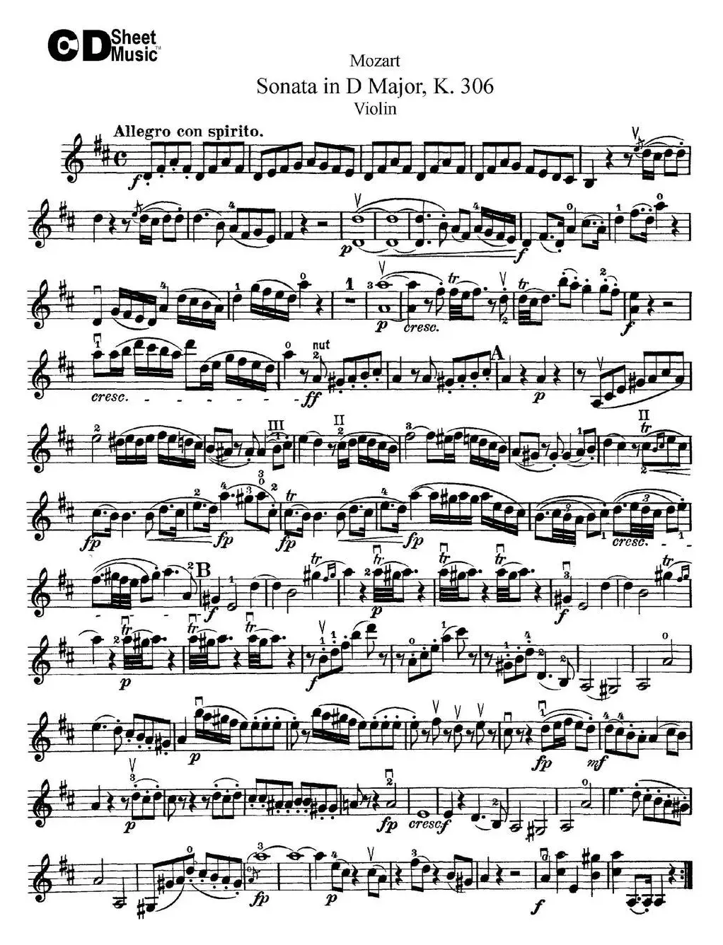 Violin Sonata in D Major K.306