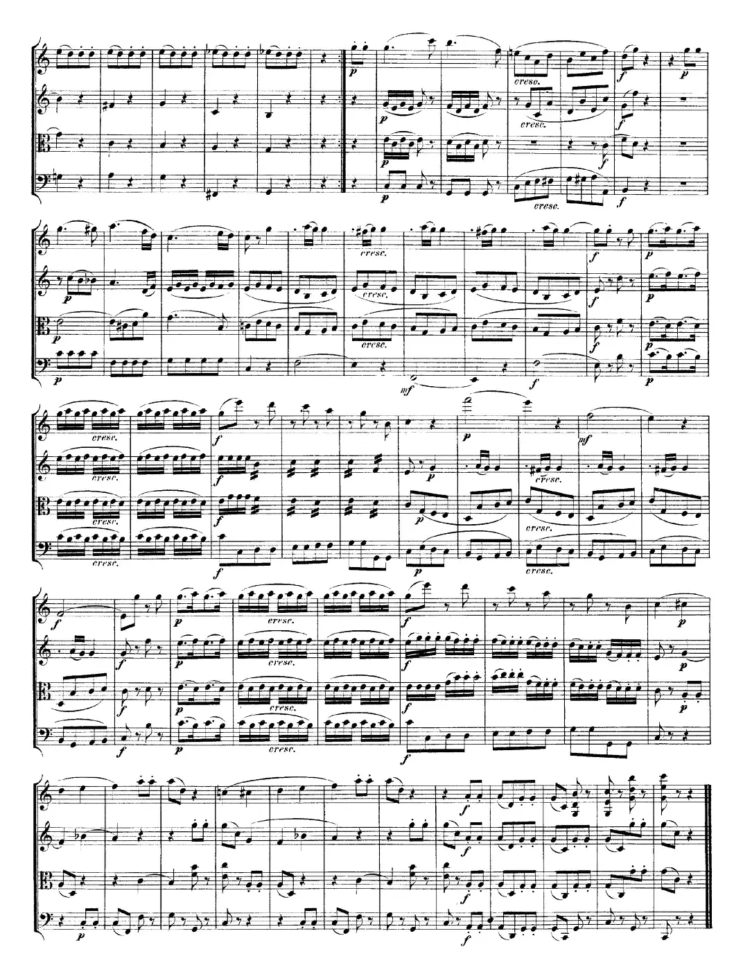 Mozart《Quartet No.19 in C Major,K.465》（总谱）