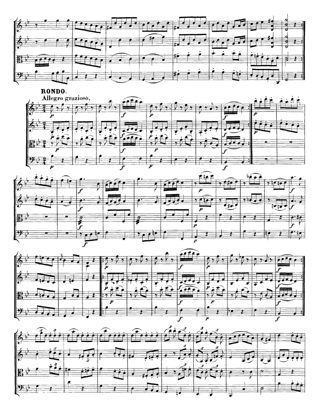 Mozart《Quartet No.6 in Bb Major,K.159》（总谱）