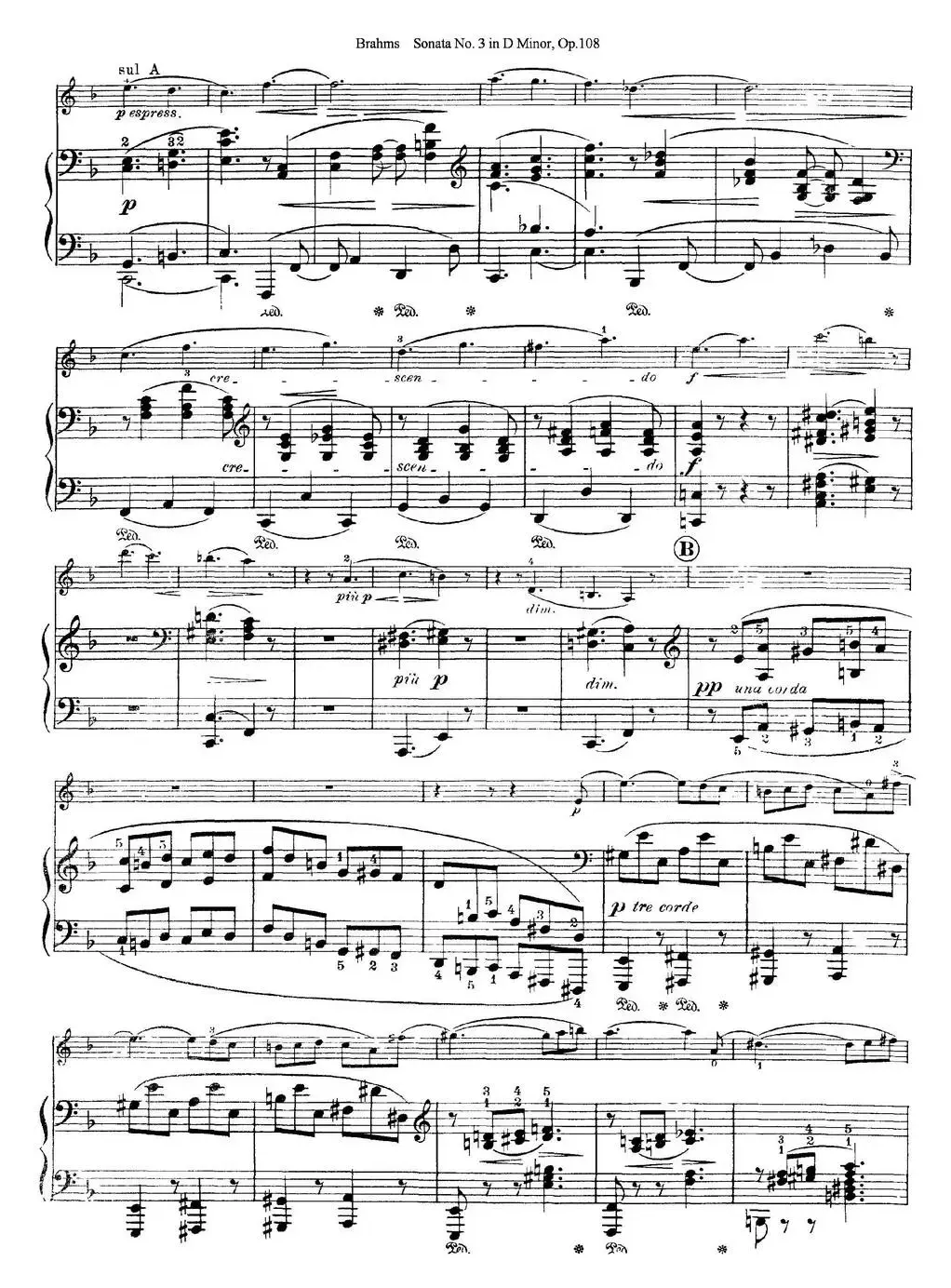 Violin Sonata No.3 in D Minor Op.108（小提琴+钢琴伴奏）