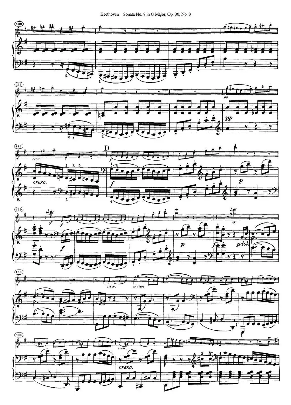 Violin Sonata No.8 in G Major Op.30 No.3（小提琴+钢琴伴奏）