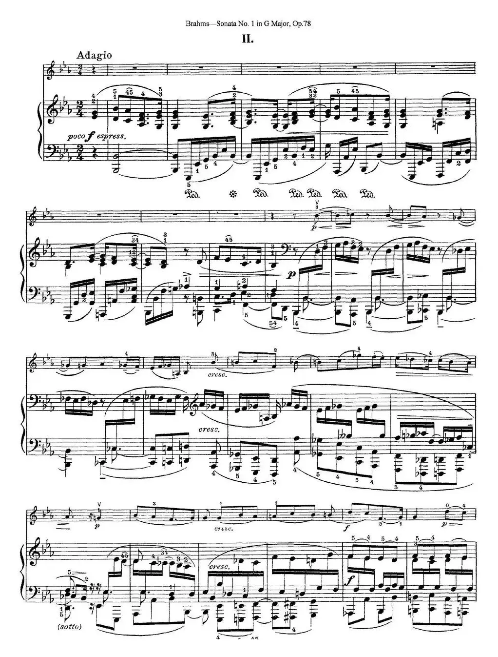 Violin Sonata No.1 in G Major Op.78（小提琴+钢琴伴奏）