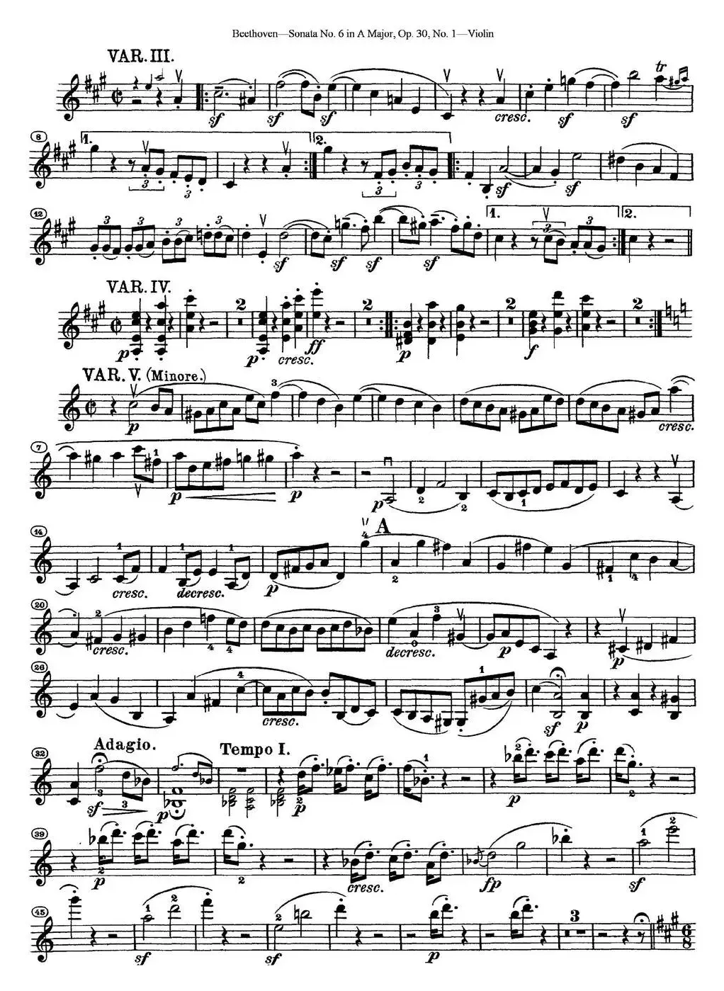 Violin Sonata No.6 in A Major Op.30 No.1