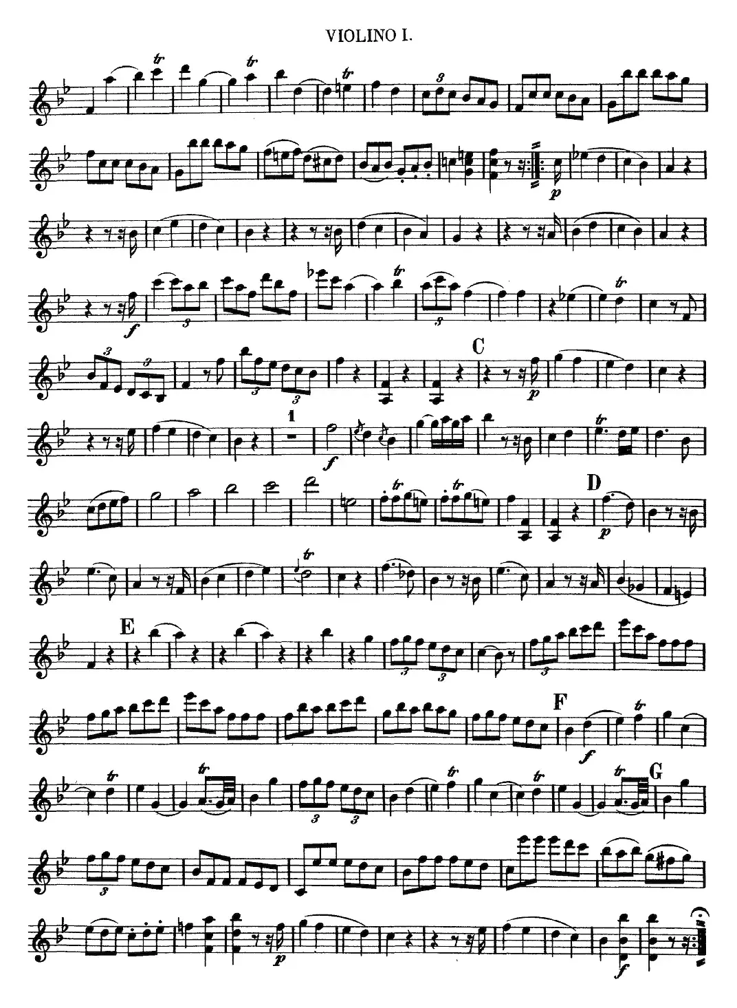 Mozart《Quartet No.12 in Bb Major,K.172》（Violin 1分谱）