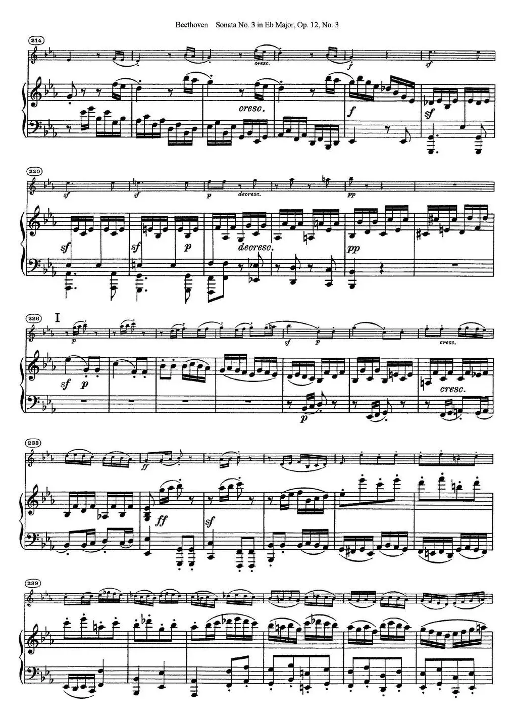 Violin Sonata No.3 in Eb Major Op.12 No.3（小提琴+钢琴伴奏）